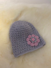 Load image into Gallery viewer, Merino Knitted Flower Beanies - 0-3 months
