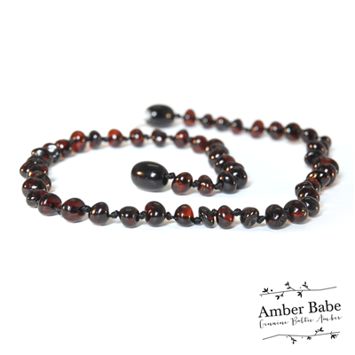 Amber Babe Baltic Amber Baby Necklace - Dark Cherry - 32cm