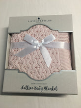 Load image into Gallery viewer, Living Textiles 100% Cotton Lattice Knit Baby Shawl/Blanket - Blush
