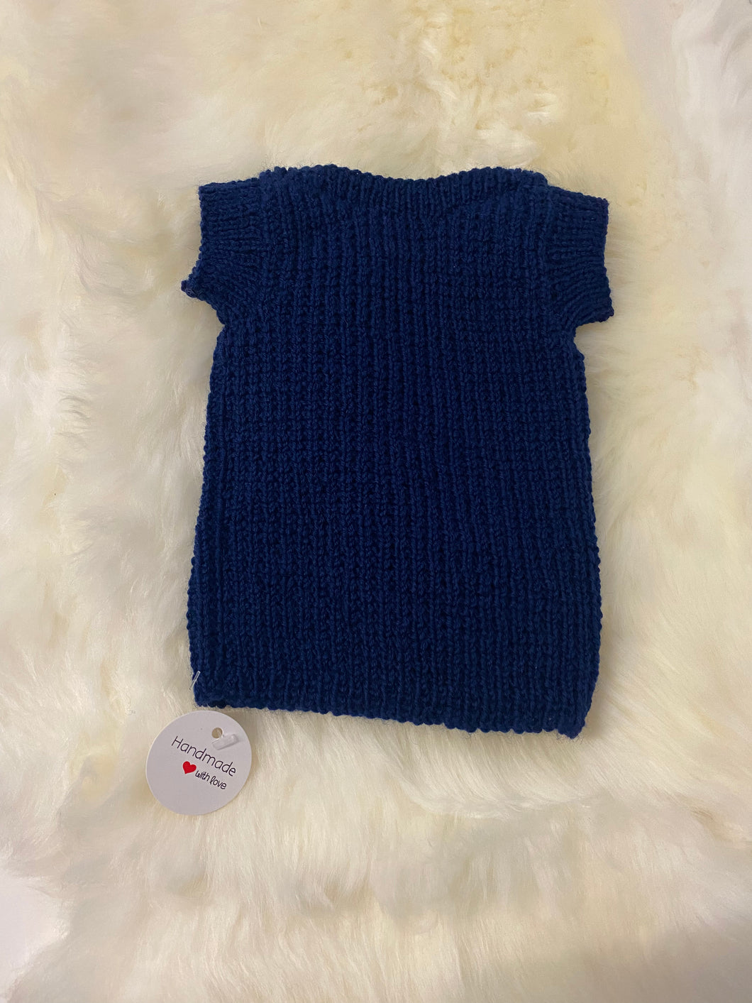 100% Pure Merino Knitted Vest/Singlet - 0-3 months - Navy