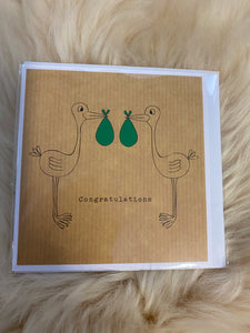 Congratulations - Stork Green - Twins Greeting Card