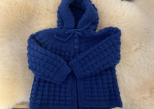 Load image into Gallery viewer, 100% Pure Wool Hooded Jacket - Navy Blue - Size approx 9 months-2 years
