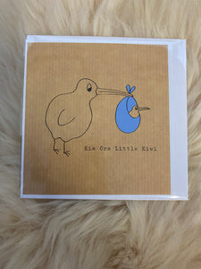 Kia Ora Little Kiwi - Blue - Greeting Card