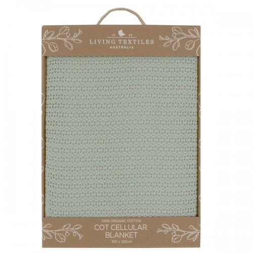 Living Textiles Organic Cot Cellular Blanket - Sage