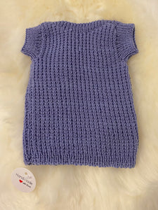 100% Pure Merino Knitted Vest/Singlet - 0-3 months - Lavender