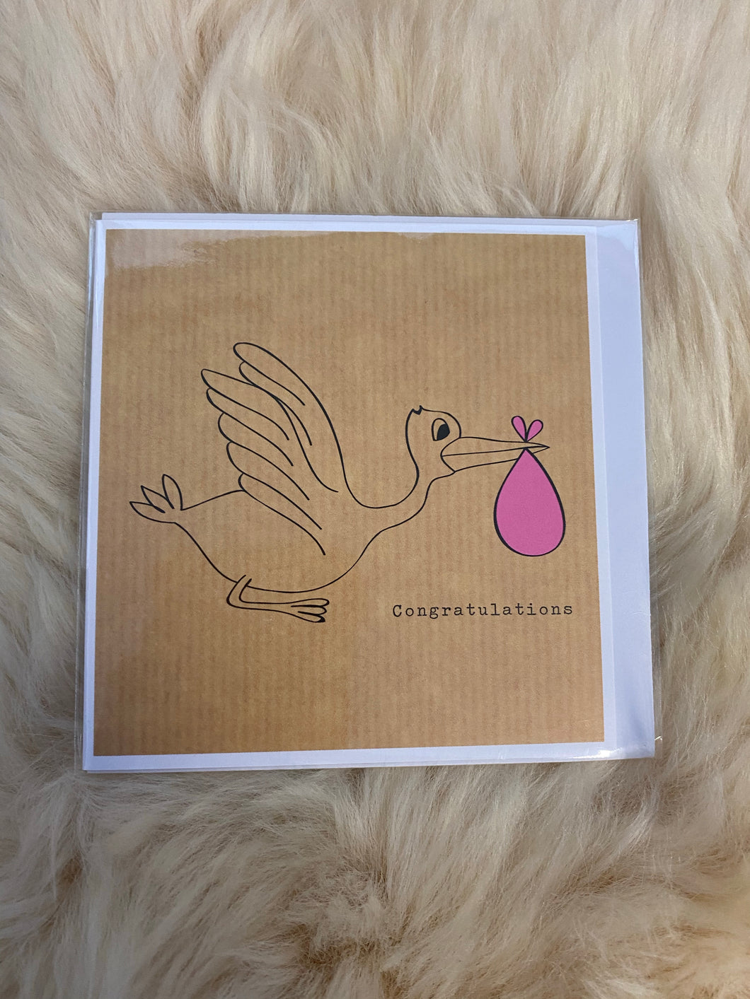 Congratulations - Stork Pink - Greeting Card