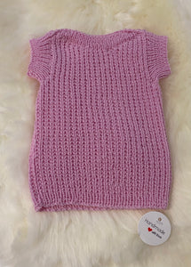 100% Pure Merino Knitted Vest/Singlet - 0-3 months - Pink