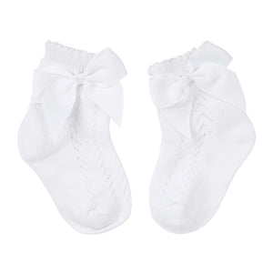 Designer Kidz Baby Bow Crew Socks - Ivory - XS (3-12 months)