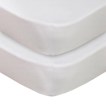 Load image into Gallery viewer, Living Textiles Cot Fitted Sheet 2 pack - Jersey White - 77 x 132cm

