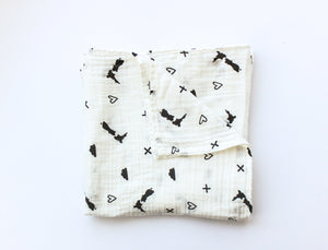 From NZ With Love - Black & White NZ Map Muslin Swaddle