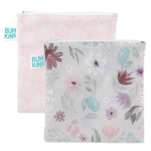 Bumkins Reusable Snack Bag - Large - 2 pk - Floral & Lace