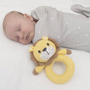 Living Textiles Knitted Rattle - Leo the Lion