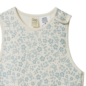 Nature Baby Cotton & Merino Sleeping Bag - Size 0-24 months - Daisy Belle Blue Print
