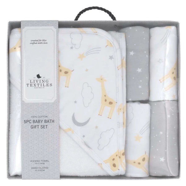 Living Textiles 5pc Bath Gift Set – Noah the Giraffe