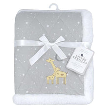 Load image into Gallery viewer, Living Textiles Quilted Jersey Sherpa Blanket - Noah Giraffe
