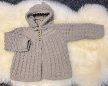 Load image into Gallery viewer, 100% Pure Wool Hooded Jacket - Oatmeal - Size approx 9 months-2 years
