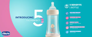 Chicco Perfect 5 Bottle 240ml Medium Flow (2m+) - Pink