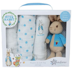 Peter Rabbit Soft Toy & Muslin Gift Set