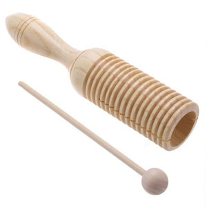 Natural Wooden Ribbed Sound Tube Instrument