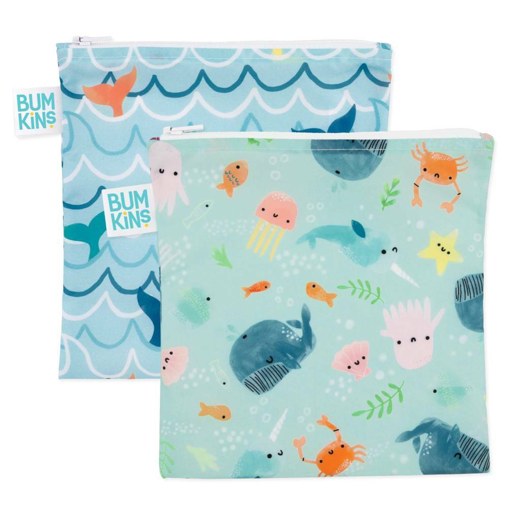 Bumkins Reusable Snack Bag - Large - 2 pk - Rolling with the waves