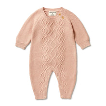 Load image into Gallery viewer, Wilson &amp; Frenchy Knitted Cable Growsuit - Rose - Size 0-3 months Only
