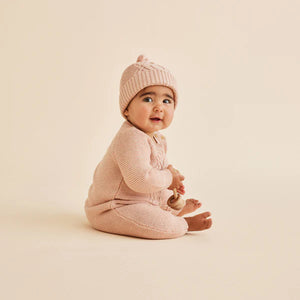 Wilson & Frenchy Knitted Cable Growsuit - Rose - Size 0-3 months Only
