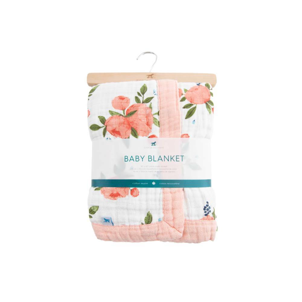 Little Unicorn Cotton Muslin Baby Blanket - Watercolour Roses