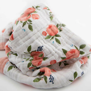 Little Unicorn Cotton Muslin Baby Blanket - Watercolour Roses