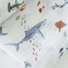 Load image into Gallery viewer, Little Unicorn Cotton Muslin Swaddle - Shark

