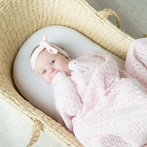Living Textiles 100% Cotton Lattice Knit Baby Shawl/Blanket - Blush