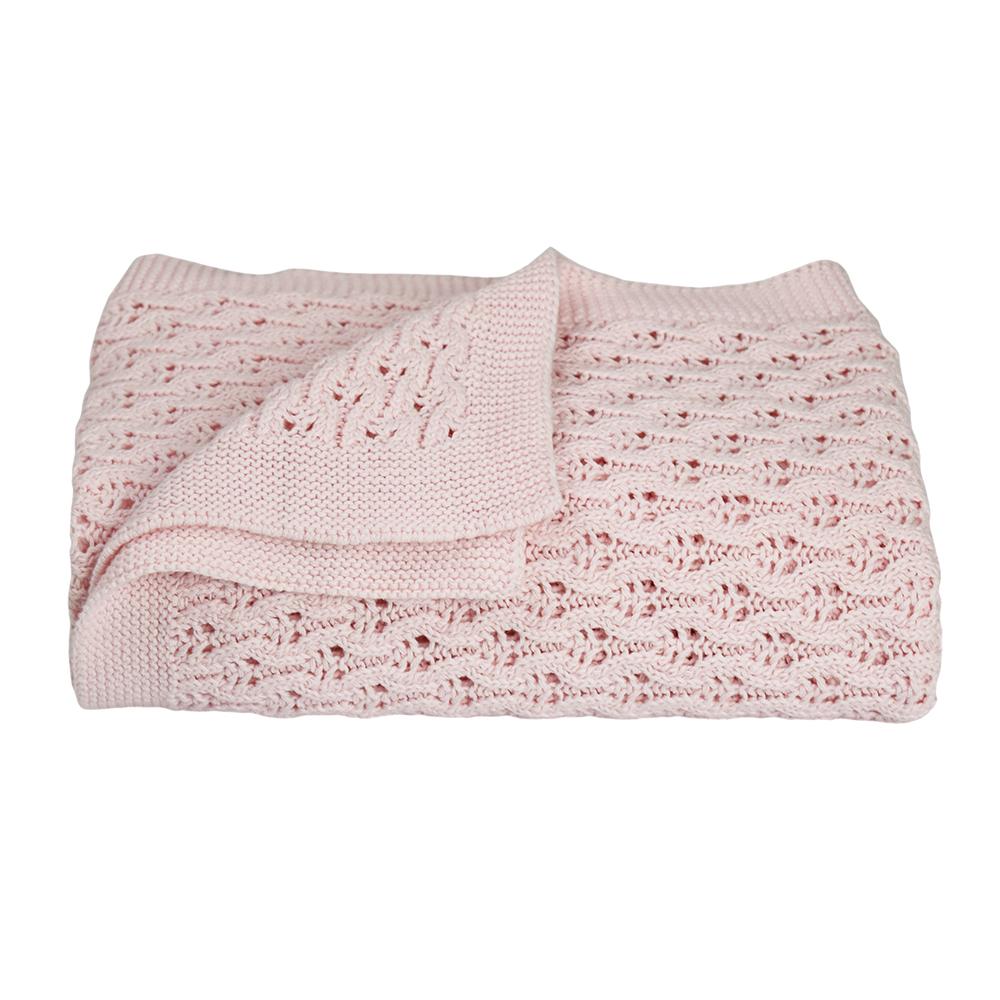 Living Textiles 100 Cotton Lattice Knit Baby Blanket Blush Pink