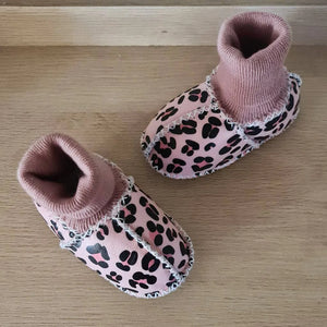 Tik Tak Design Co. Sheepskin Booties - Pink Leopard