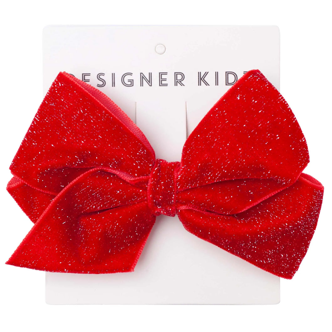 Designer Kidz Sparkly Red Bow Hair Clip