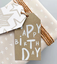 Load image into Gallery viewer, Made Paper Co. Happy Birthday + Star 10pk Gift Tags (Khaki, Tan)
