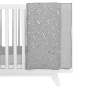 Living Textiles Cot Comforter - Silver Stars/Grey Stripe