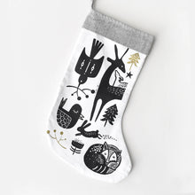 Load image into Gallery viewer, Wee Gallery Winter Animals Christmas Stocking - Black on White
