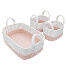Load image into Gallery viewer, Living Textiles 3pc Nursery Storage Set - Pink/White
