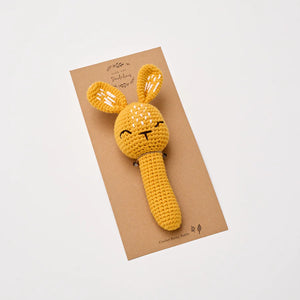 Over the Dandelions Crochet Bunny Rattle - Sunshine