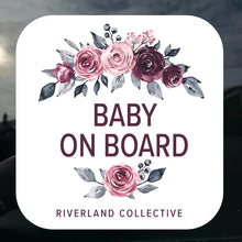 Load image into Gallery viewer, Riverland Collective Vintage Rose - Baby on Board Car Sticker
