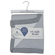 Load image into Gallery viewer, Living Textiles Waffle Jersey Cot Blanket - Grey Stripe
