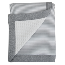 Load image into Gallery viewer, Living Textiles Waffle Jersey Cot Blanket - Grey Stripe
