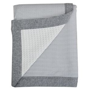 Living Textiles Waffle Jersey Cot Blanket - Grey Stripe